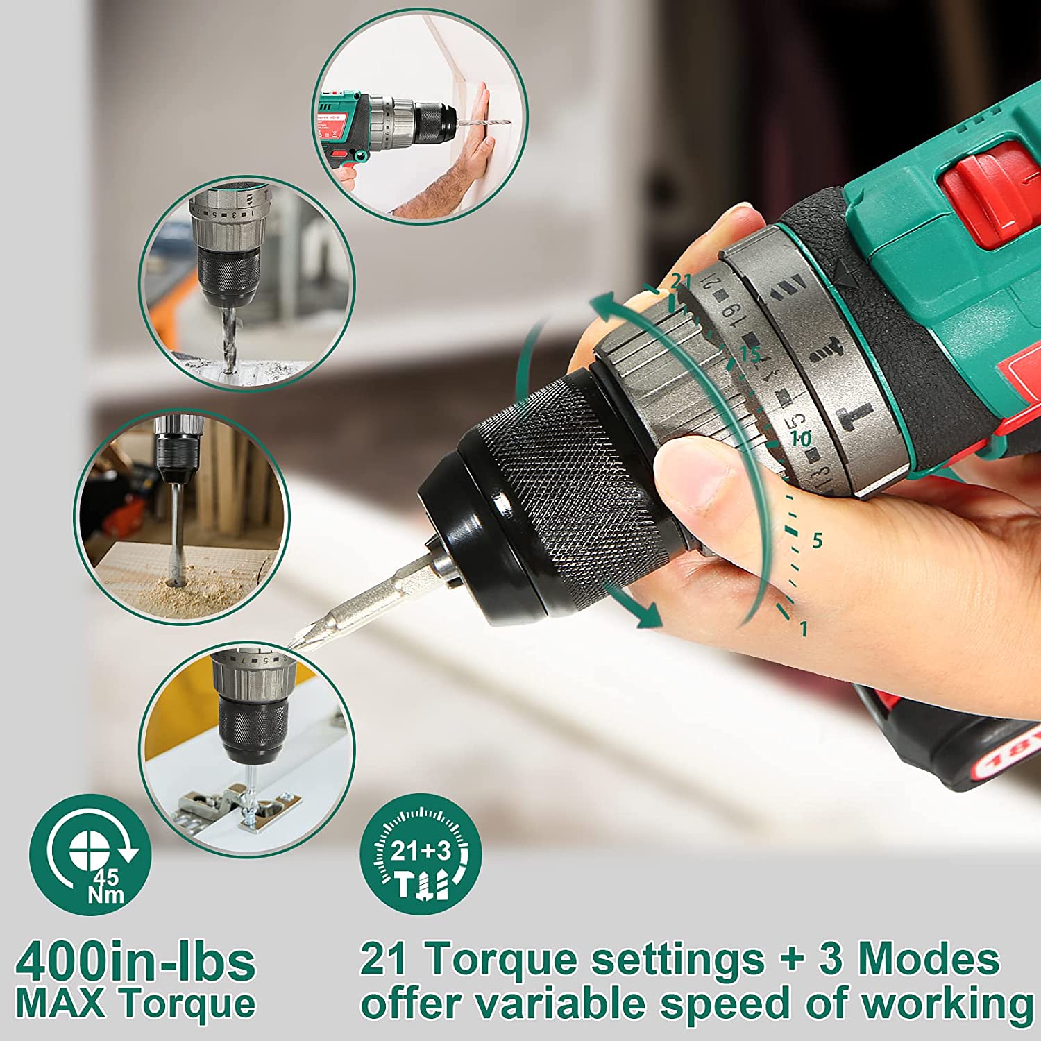 HYCHIKA 1/2-in 20-volt Max-Amp Variable Speed Cordless Hammer Drill (1-Battery Included)