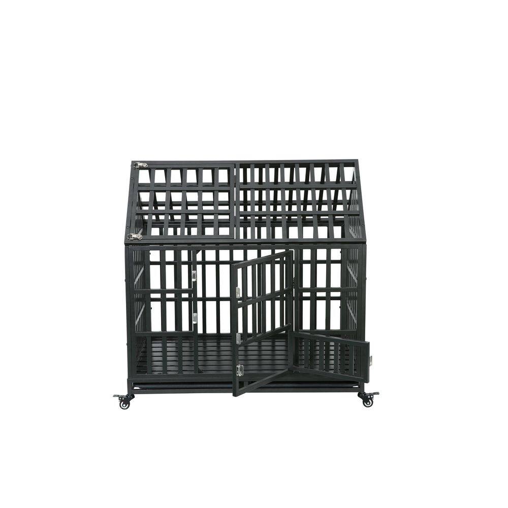 Tatayosi J-H-W20658500 Heavy-Duty Carbon steel Dog Cage pet Crate with Roof