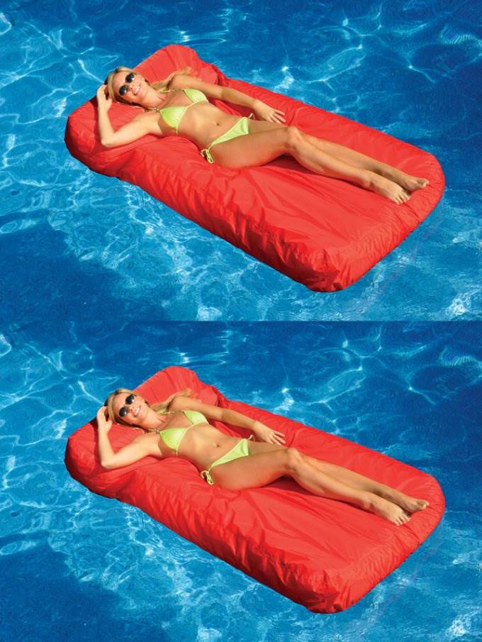 Swimline Solstice 15030R SunSoft Swimming Pool Inflatable Fabric Loungers Red. 2