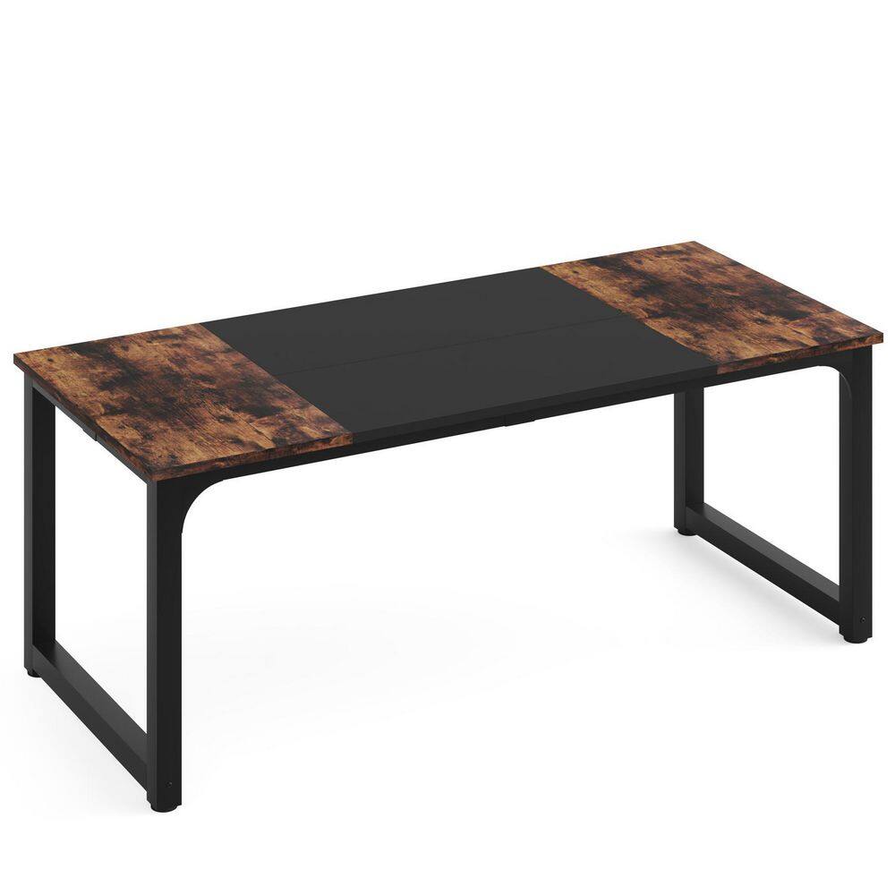 TRIBESIGNS WAY TO ORIGIN Halseey 70.8 in. W Brown Computer Desk Particle Board Wood Home Office Workstation Boardroom Desk