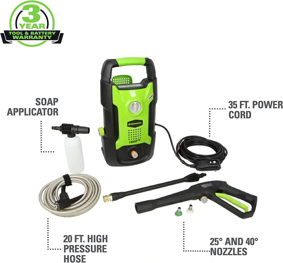 Greenworks 1600 Psi (1.2 GPM) Electric Pressure Washer Great for Cars. Patios. Driveways