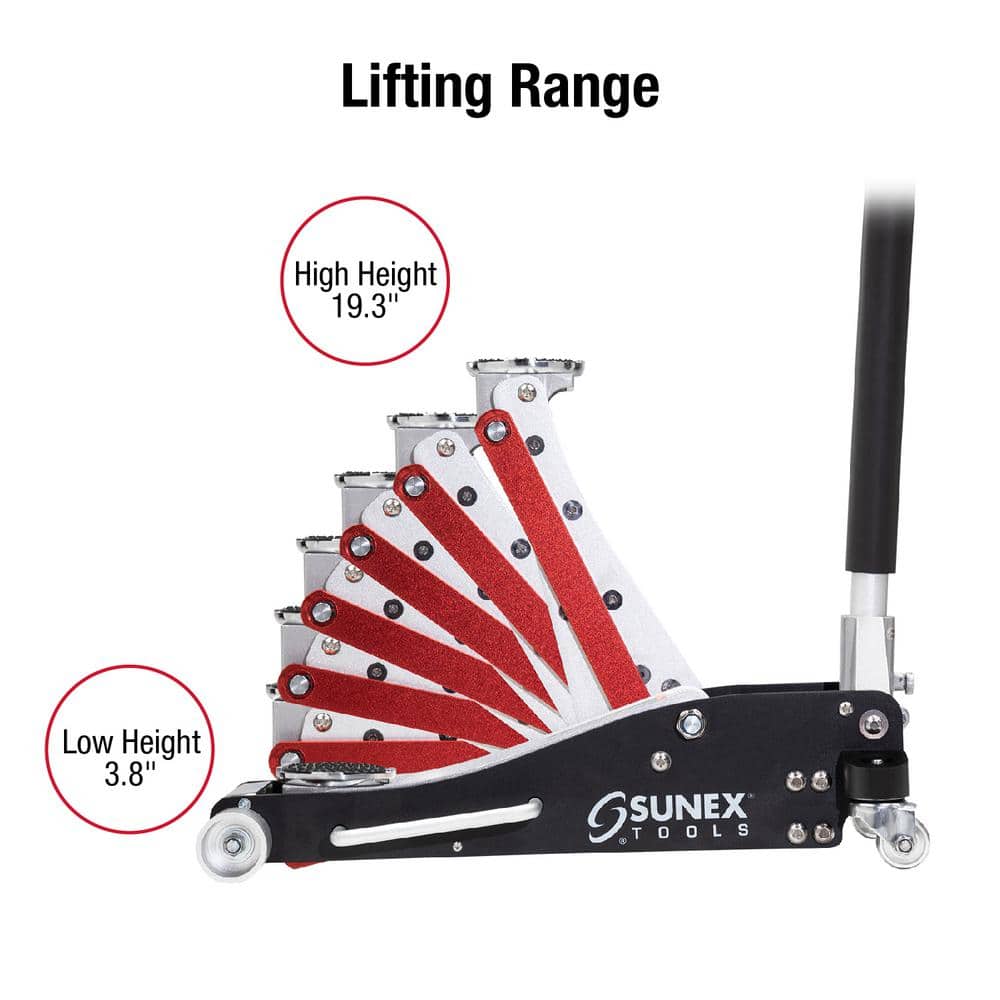 SUNEX TOOLS 6603ASJPK 3-Ton Aluminum Floor Jack with Jack Stands