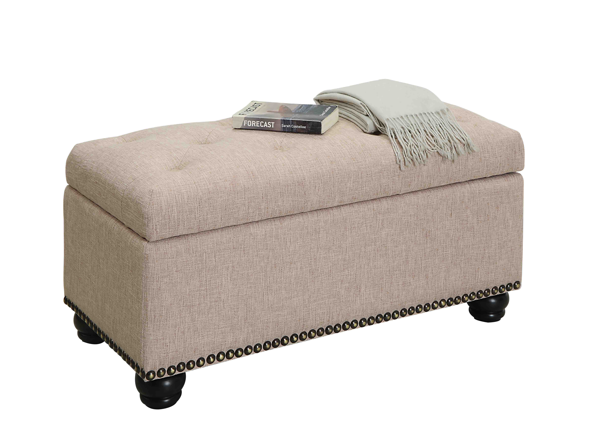 Convenience Concepts Designs4Comfort 7th Avenue Storage Ottoman. Tan Fabric