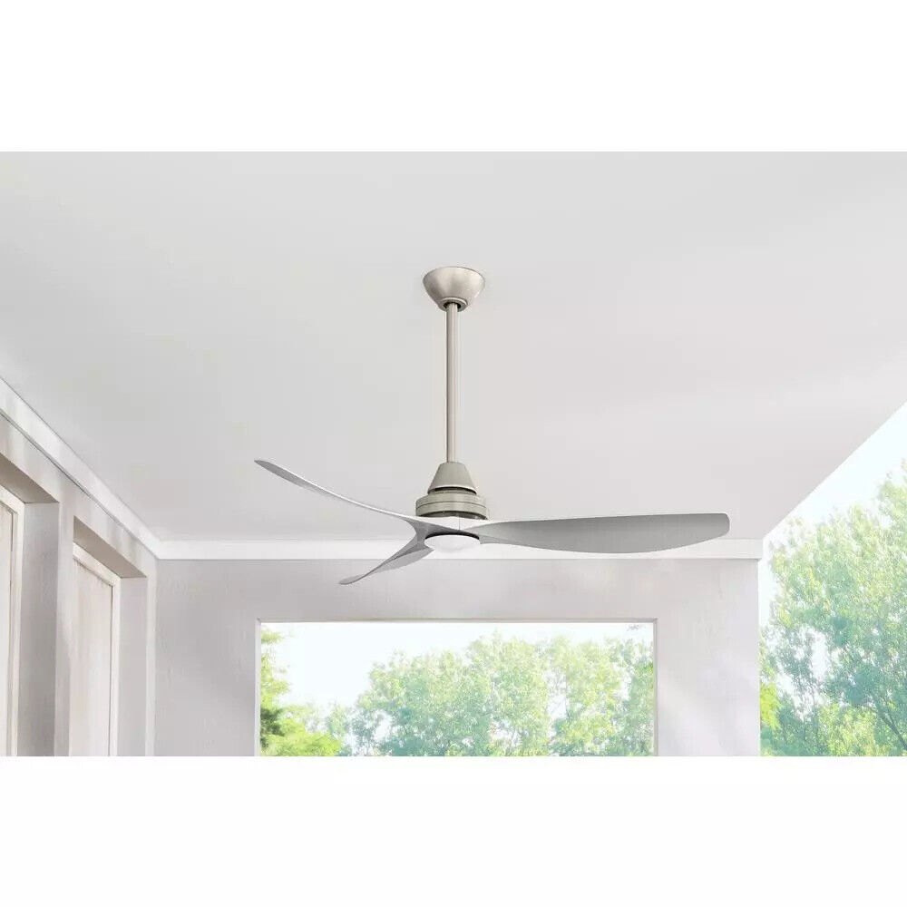 Home Decorators Collection 34601 Levanto 52 in. Integrated LED Indoor/Outdoor Brushed Nickel Ceiling Fan with Light Kit
