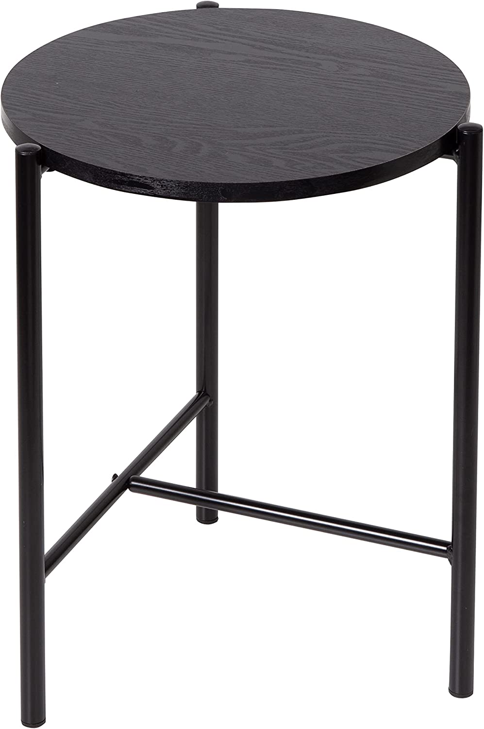 Honey Can Do 18″ Black Round Side Table with T-Pattern Base