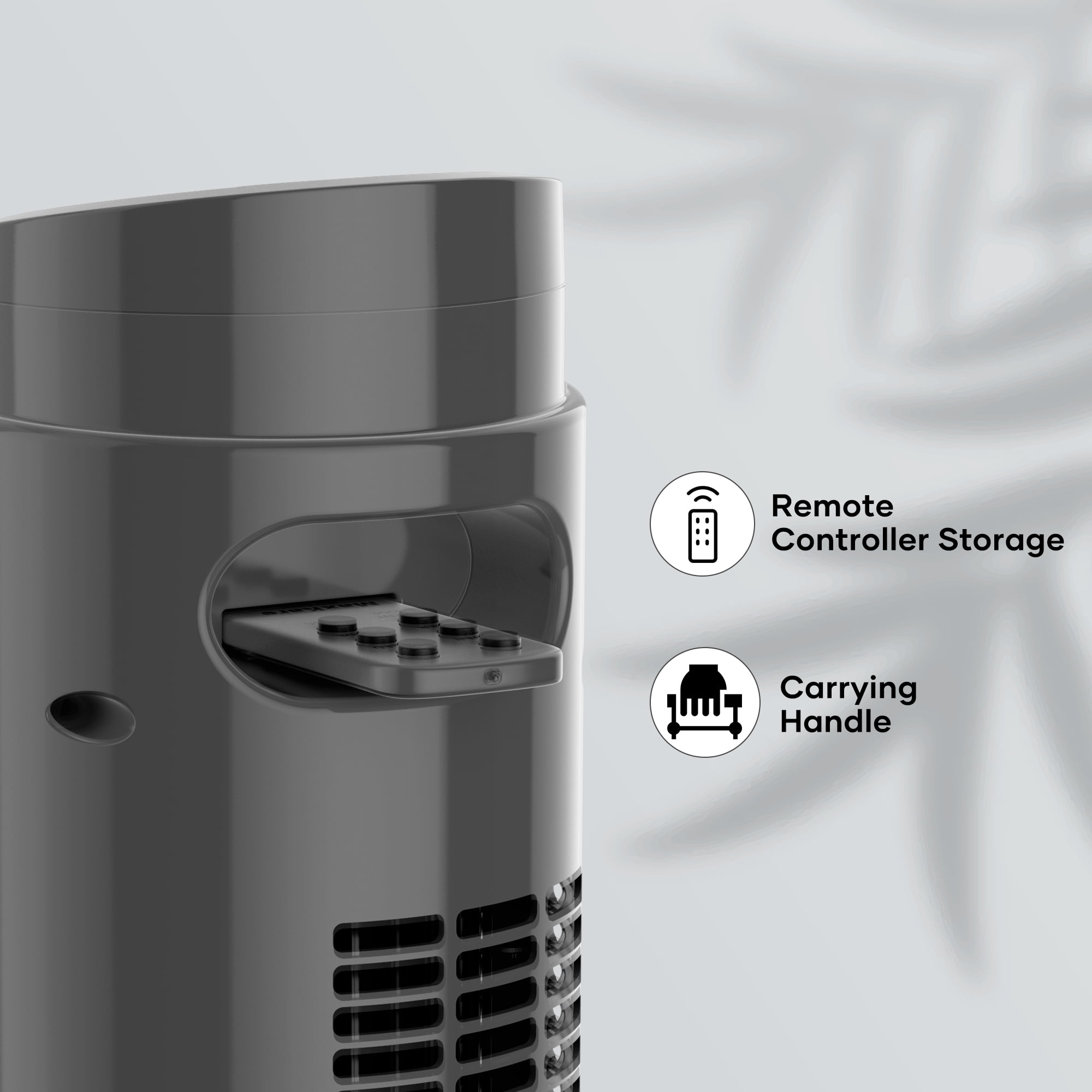 MaxKare 36″ Tower Fan with Remote Controller. 3 Speeds. 3 Modes. 15H Auto-off Timer. 90° Oscillating. LED Display. 60dB Quiet Fan. Grey