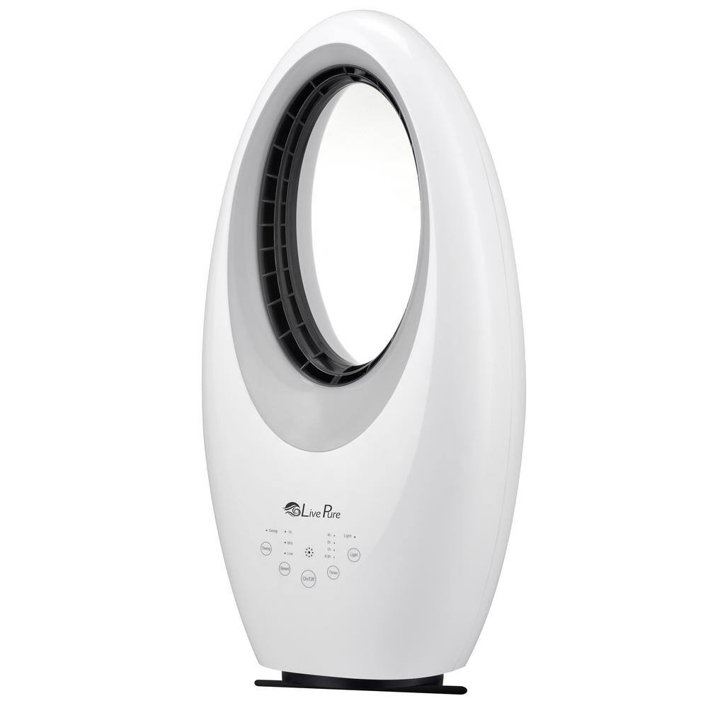 LivePure LP1500FAN-W 22 in. Oscillating Bladeless Vortex Tower Fan with Remote and Accent Light