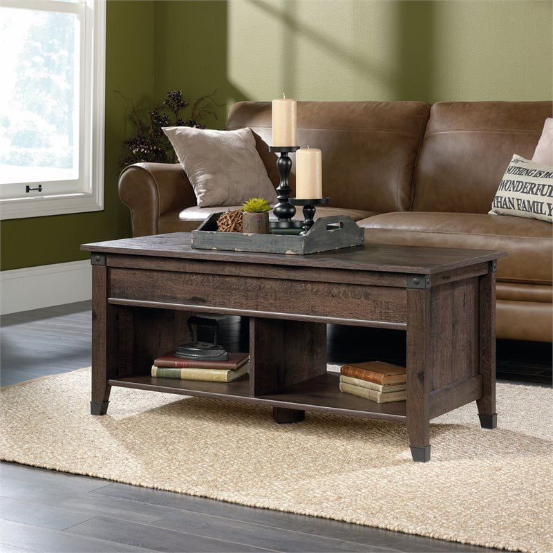 Sauder Carson Forge Lift-Top Coffee Table. Coffee Oak Finish