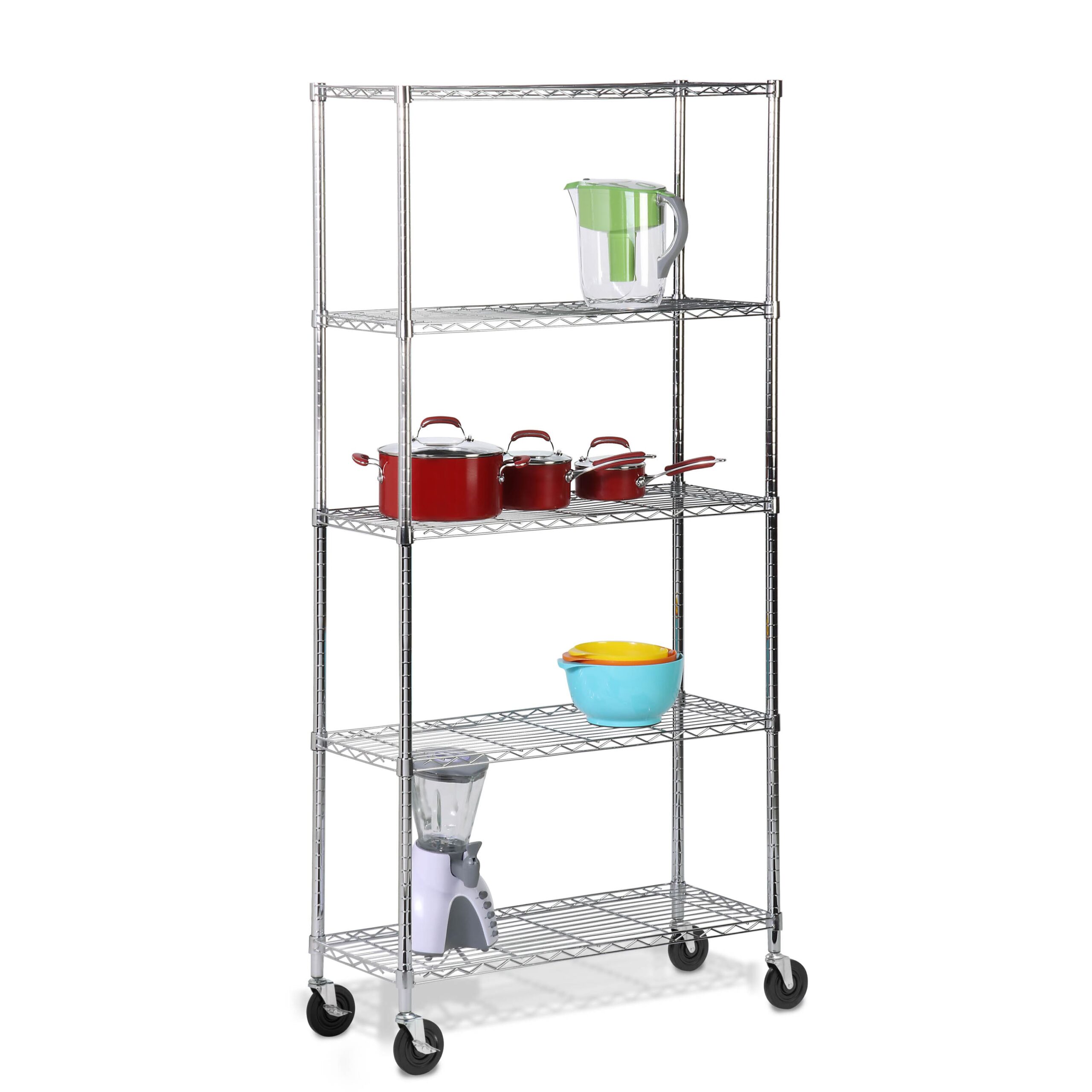 Honey Can Do 5-Tier Chrome Shelving Unit with Casters