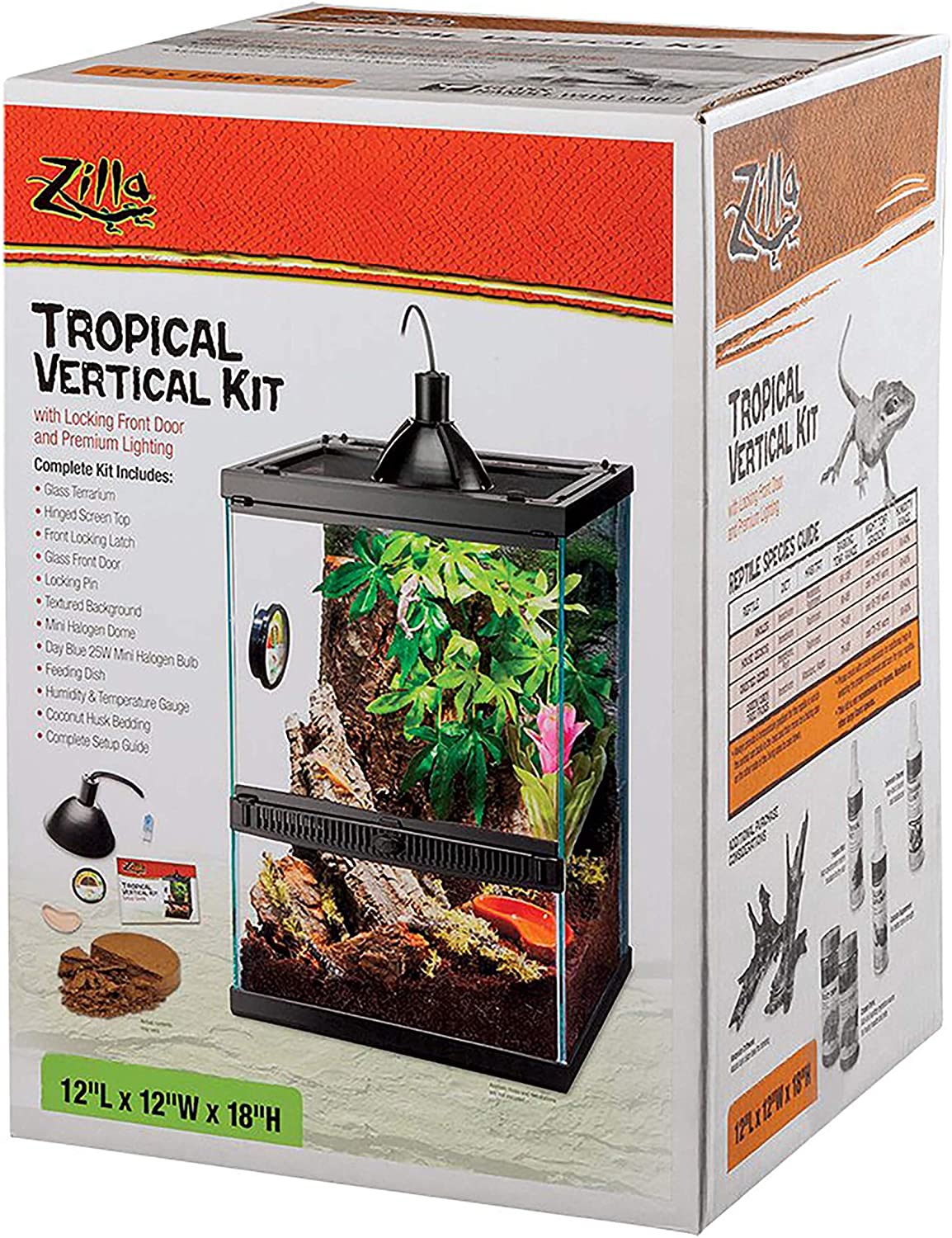 Zilla Tropical Vertical Habitat Starter Kit for Small Tree Dwelling Reptiles & Amphibians Like Geckos and Frogs
