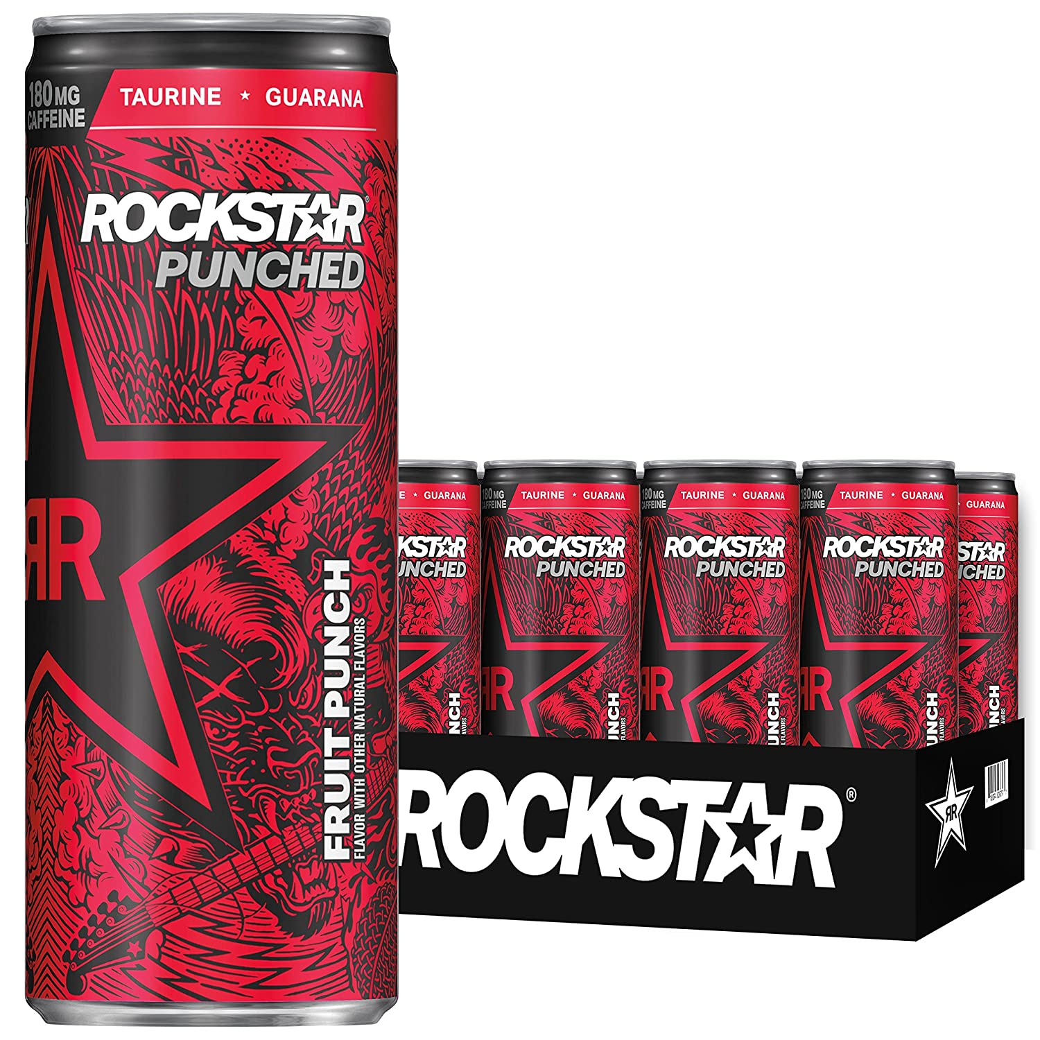 Rockstar Energy Drink. Punched. 12oz Sleek Cans (8 Pack)
