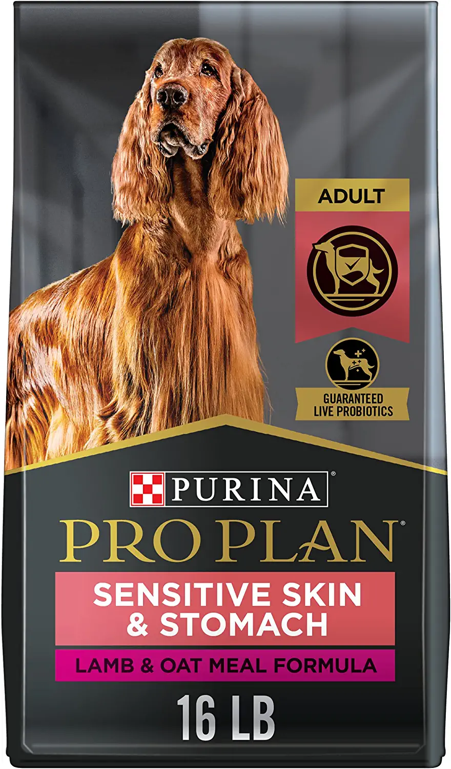 Purina Pro Plan Sensitive Skin and Sensitive Stomach Dog Food With Probiotics for Dogs. Lamb and Oat Meal Formula - 16 lb. Bag