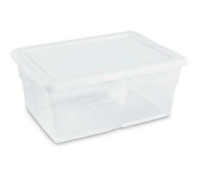3Pc Sterilite 16448012 White Lid Storage Box. Clear. Capacity 16 Qt