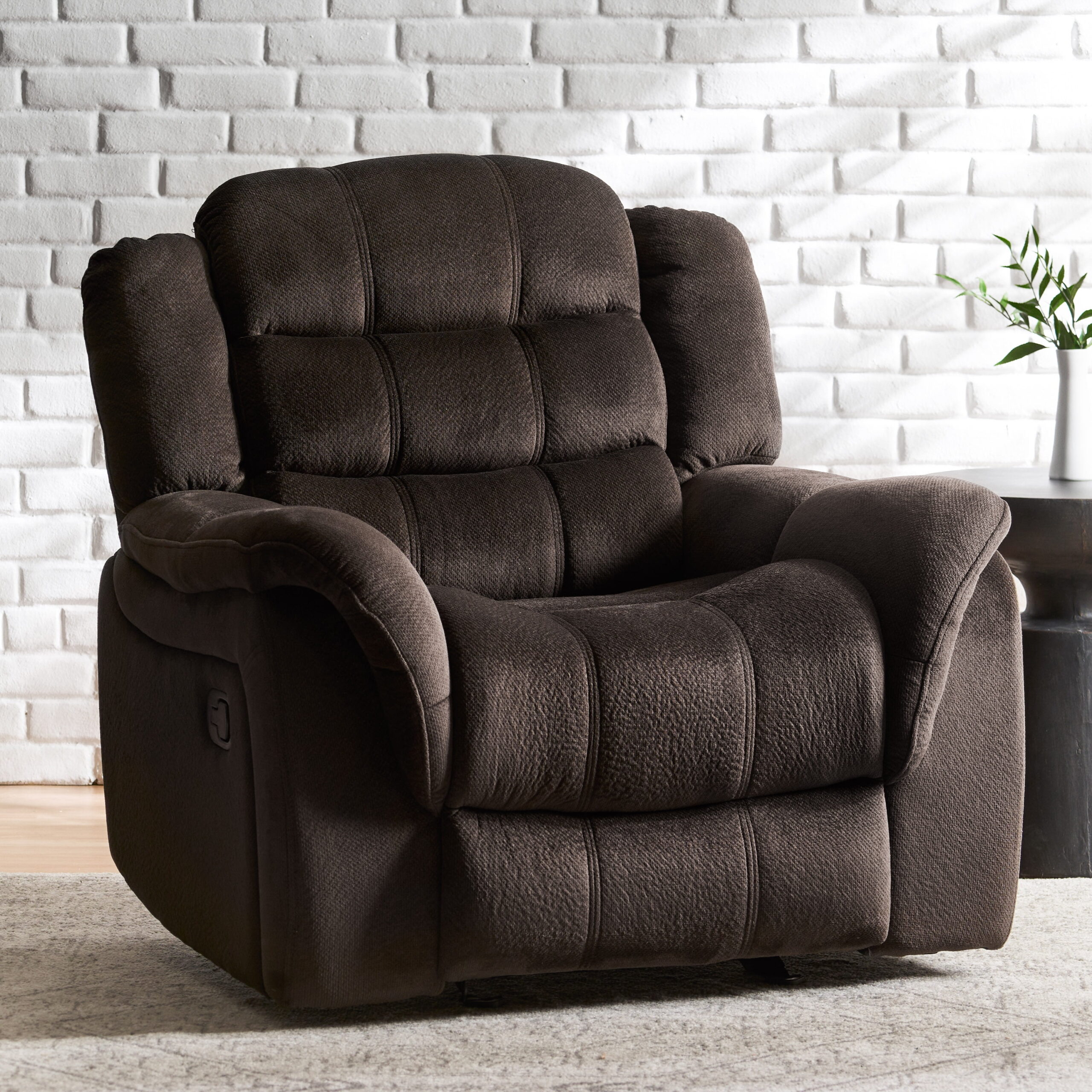 Noble House Sandra Standard Polyester Power Tufted Recliner. Brown
