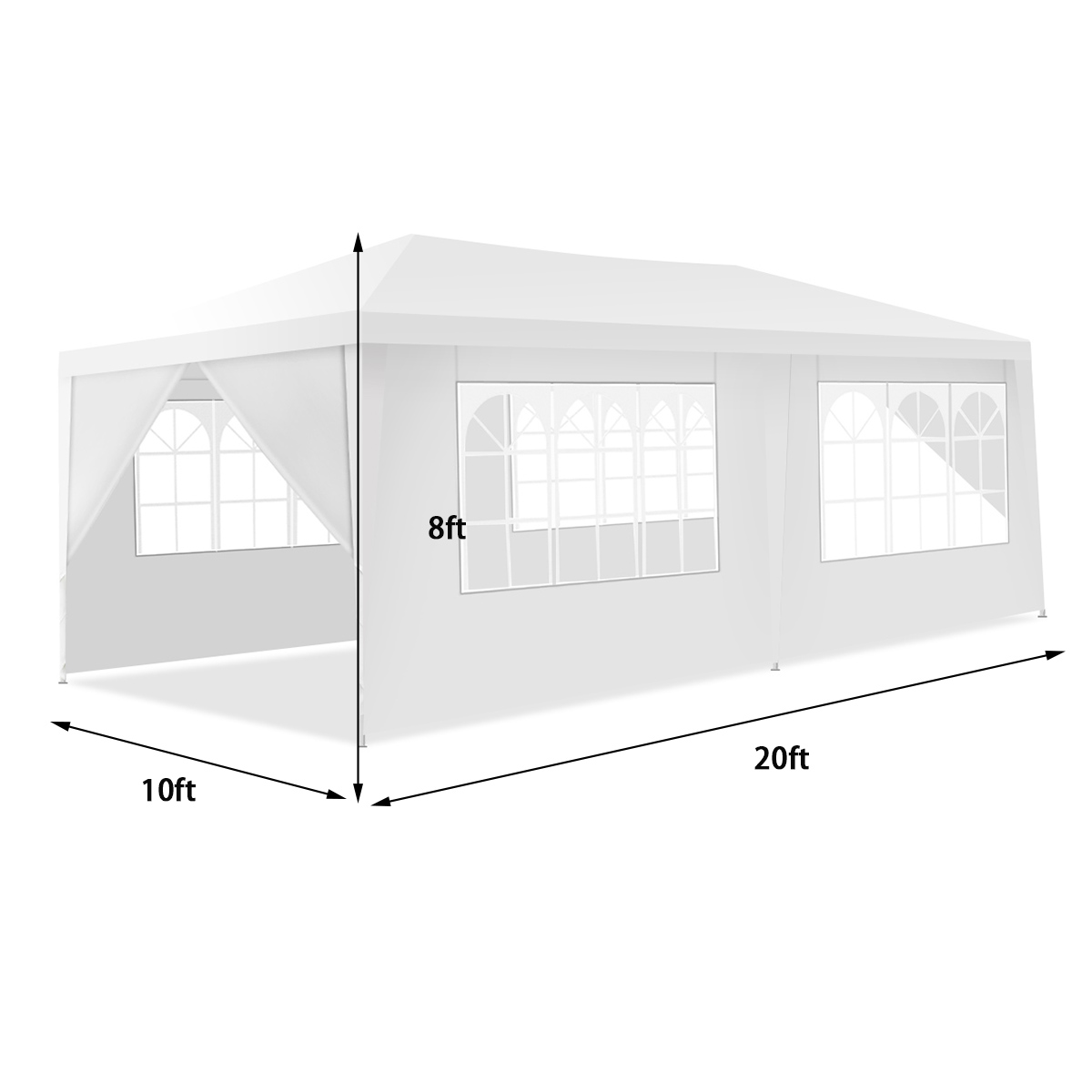 Costway 10-x20′ Canopy Tent Heavy Duty Wedding Party Tent 6 Sidewalls W/Carry Bag