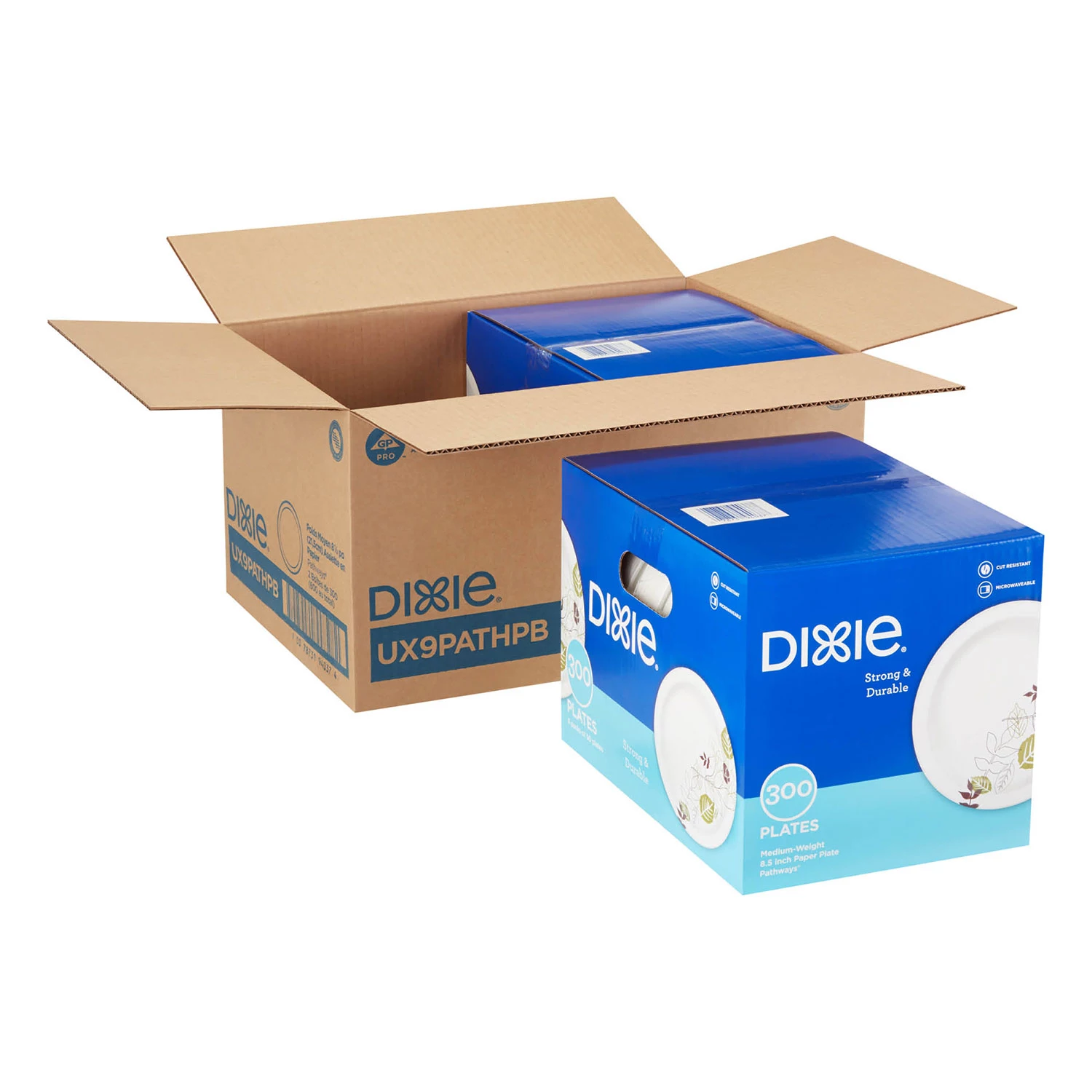 Dixie 8.5 Medium-Weight Paper Plates in Dispenser Box. Pathways - UX9PATHPB (600 ct.)