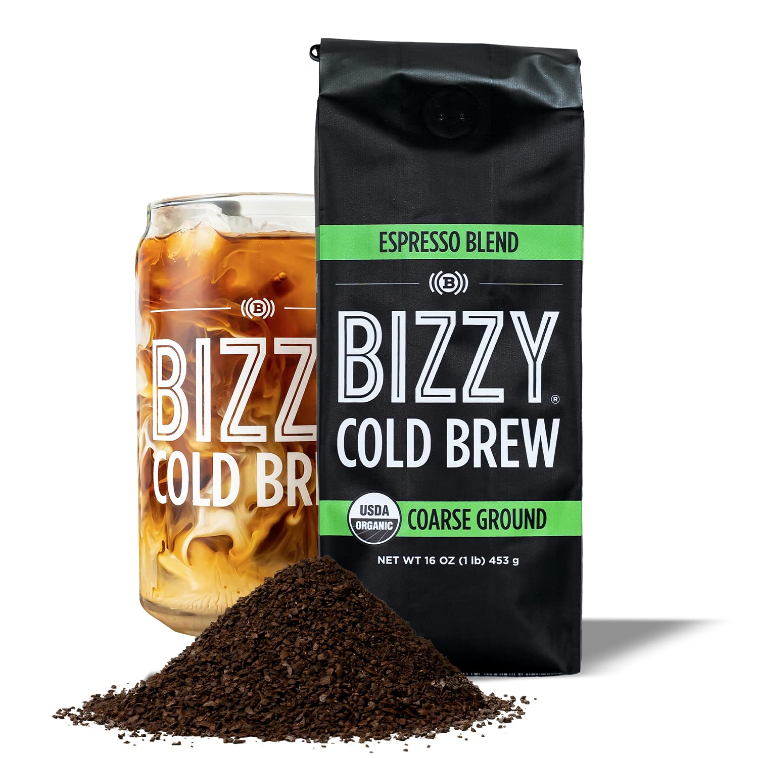 Bizzy Organic Cold Brew Coffee | Espresso Blend | Coarse Ground Coffee | Micro Sifted | Specialty Grade | 100% Arabica | 1 LB