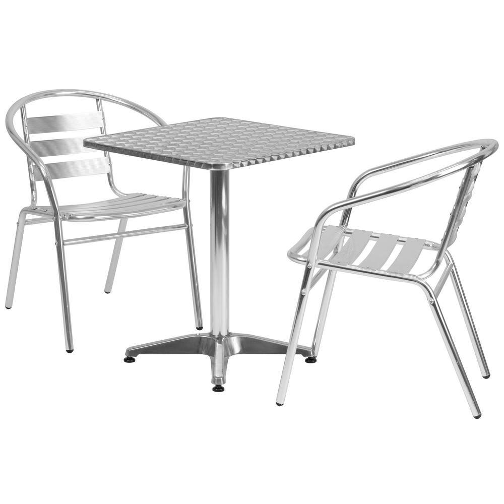 Carnegy Avenue  3-Piece Metal Square Outdoor Bistro Set in Aluminum