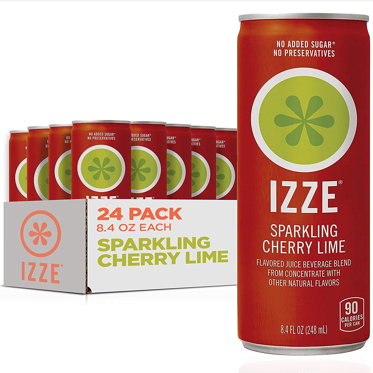 Izze Cherry Lime Straight Beverages. 8.4 FL Oz. Pack of 24