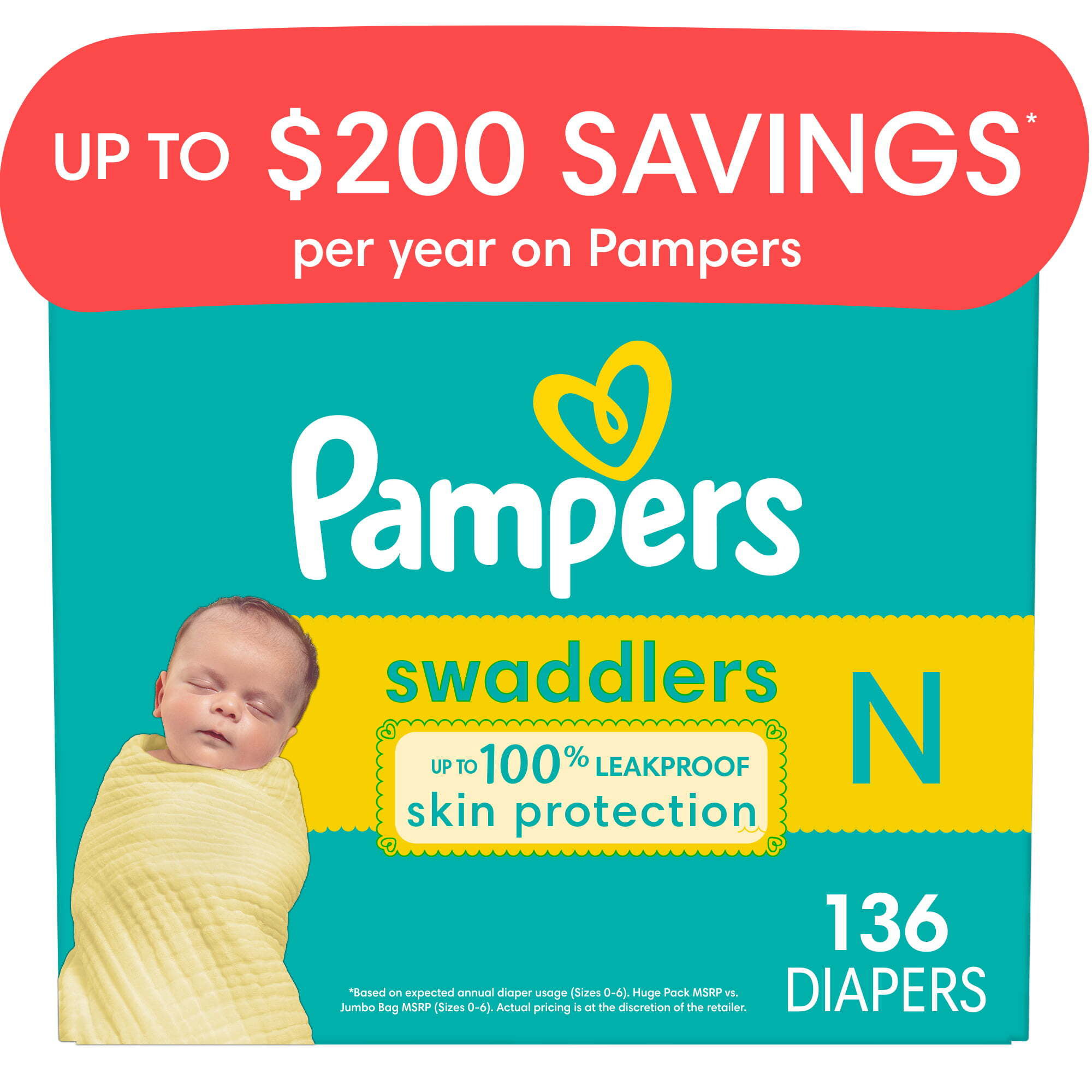 Pampers Swaddlers Newborn Diapers Size 0 136 Count