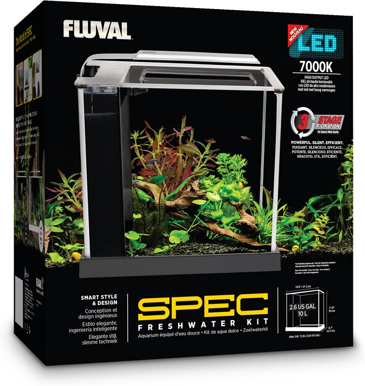 Fluval SPEC Freshwater Aquarium Kit. Aquarium with LED Lighting and 3-Stage Filtration