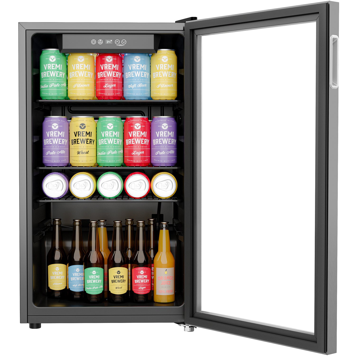 Vremi Beverage Refrigerator and Cooler - 100 to 120 Can Mini Fridge with Glass Door for Soda Beer or Wine - Auto Defrost Drink Dispenser Machine for Office or Bar with Adjustable Removable Shelves