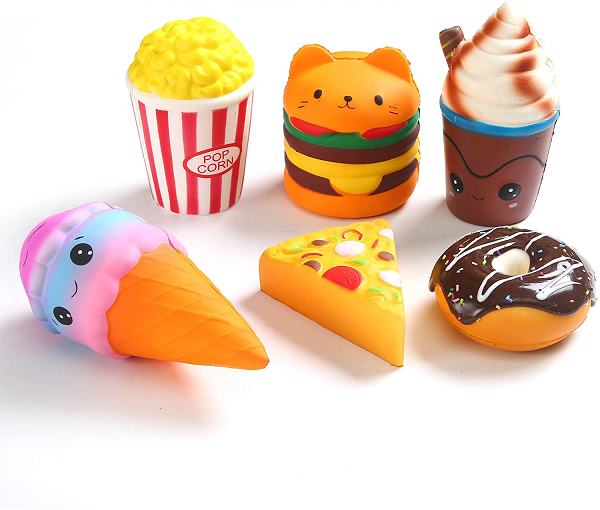 Squishy Toys Jumbo squishies. Hamburger Popcorn Cake Ice for Kids. 6pcs