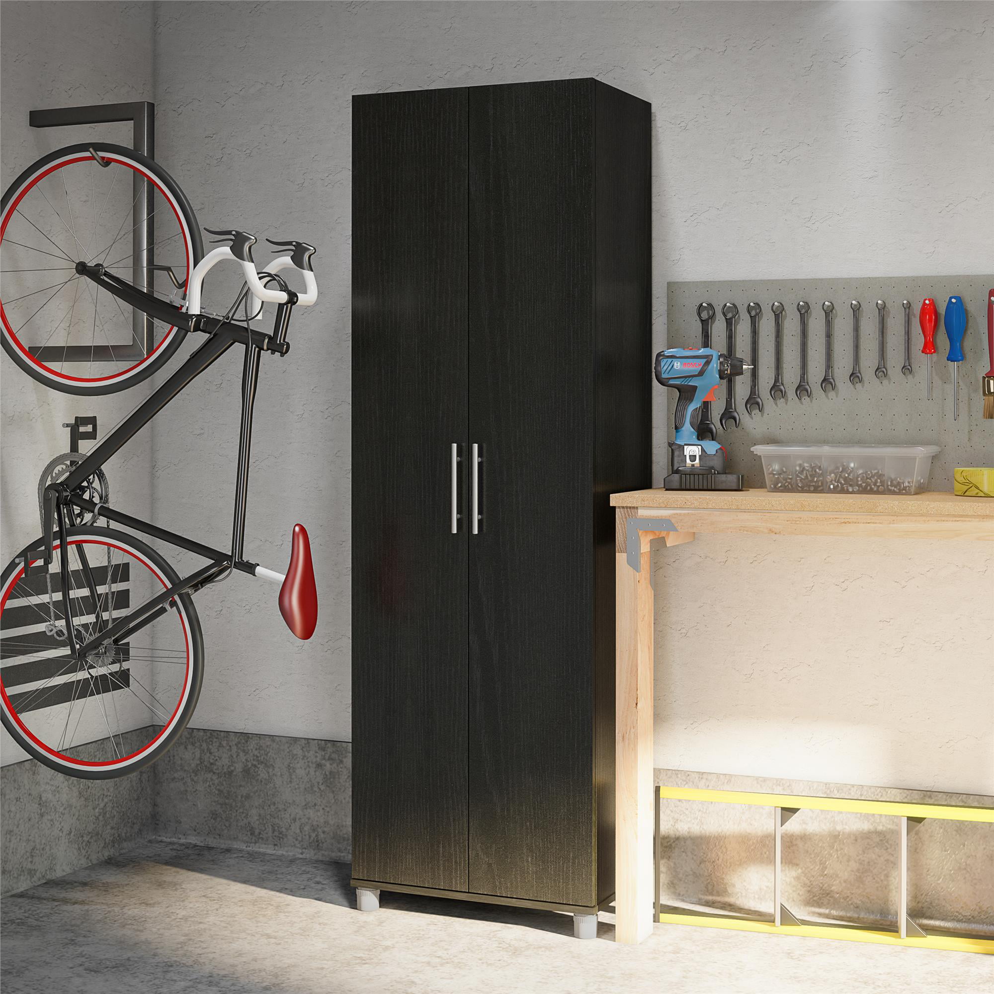 Systembuild Evolution Westford Garage Storage 24″ Utility Cabinet. Black Oak