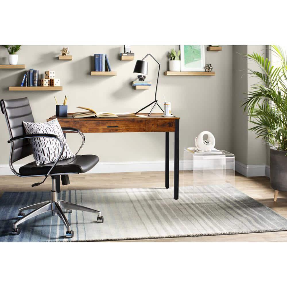 VEIKOUS IW-007-1 Rectangular Brown 1-Drawer Wooden Metal Writing Desk