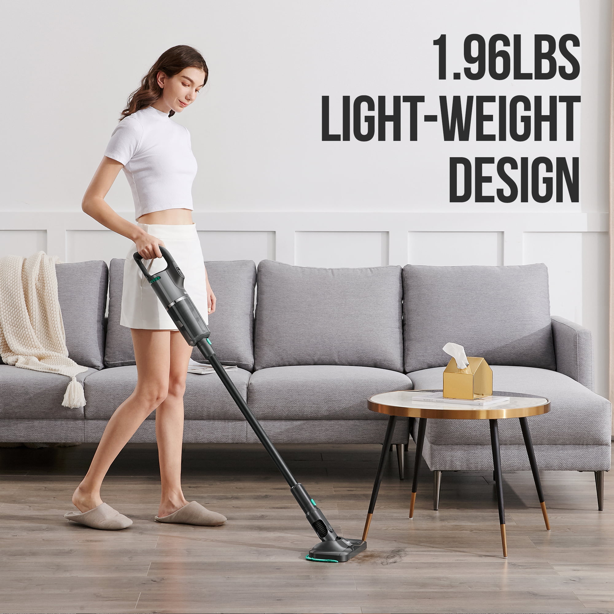 Litheli 6-In-1 Cordless Vacuum Cleaner. 10000Pa Suction Powerful Lightweight Portable Handheld Stick Vacuum Cleaner with 4Ah Battery Gray