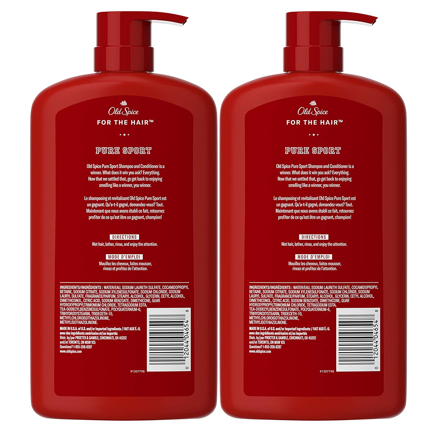 Old Spice Pure Sport 2in1 Shampoo and Conditioner for Men. 58.4 Fl Oz