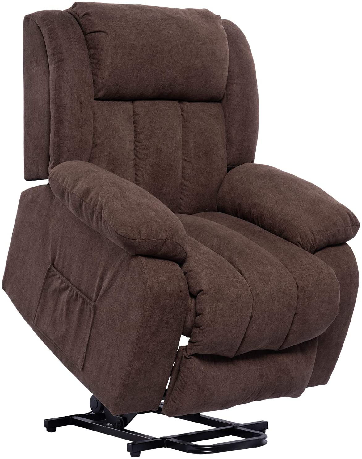 Polar Aurora Power Lift Massage Recliner Chair Heated Fabric Lounge Vibratory Remote Control. Brown