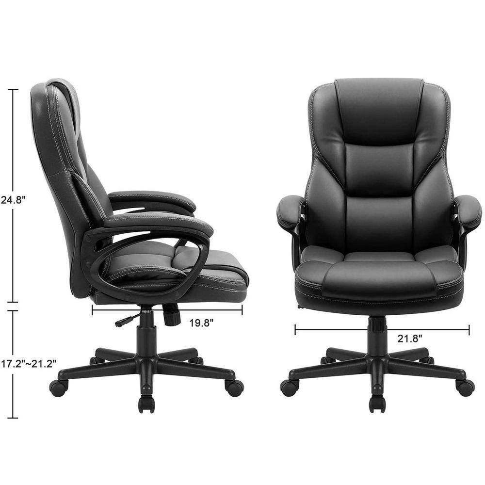 LACOO Big and Tall Black Leather High Back Executive Chair with Swivel Seat