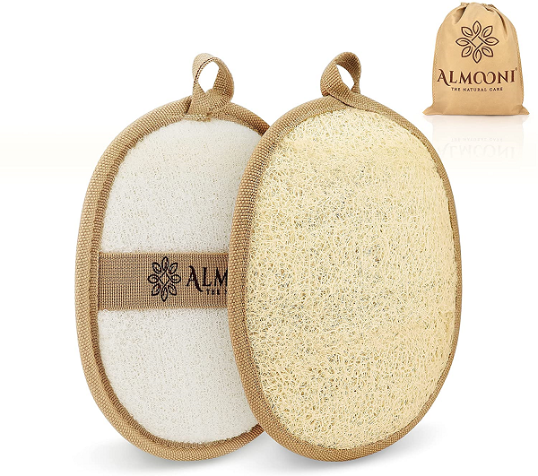 Almooni Premium Exfoliating Loofah Pad Body Scrubber. Made with Natural Shower