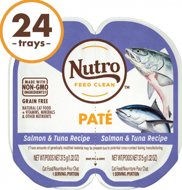 Nutro Perfect Portions Grain-Free Salmon & Tuna Paté Recipe Cat Food Trays 2.6-oz case of 24 twin-packs