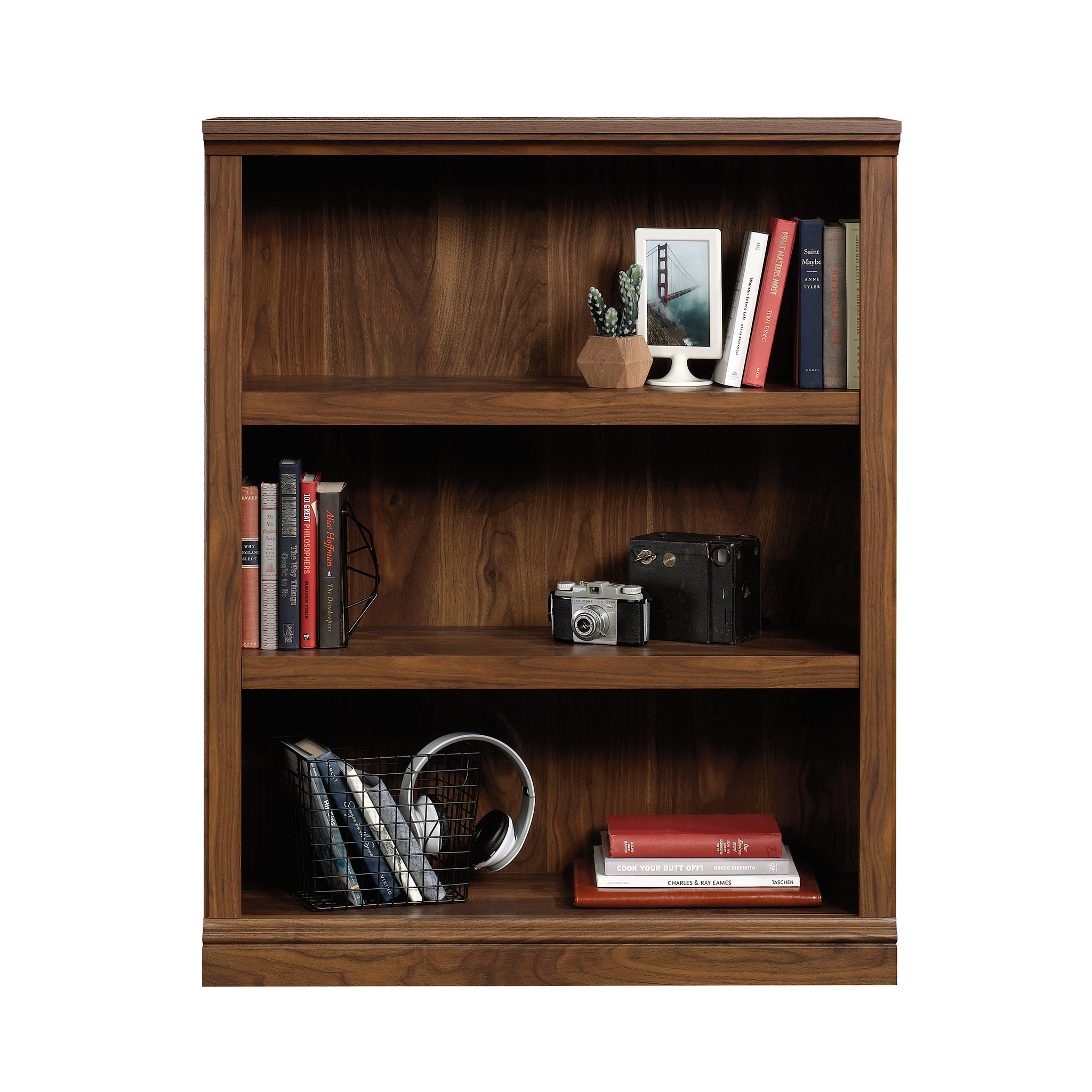 Sauder Miscellaneous Storage 3-Shelf Bookcase. Grand Walnut Finish