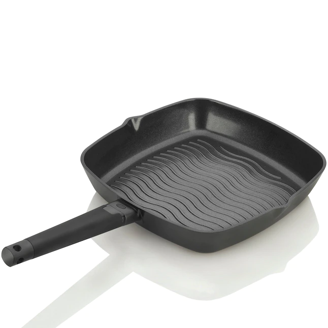ZAVOR  Noir 12-in Ceramic Grill Pan - Premium Cast Aluminum with Titanium