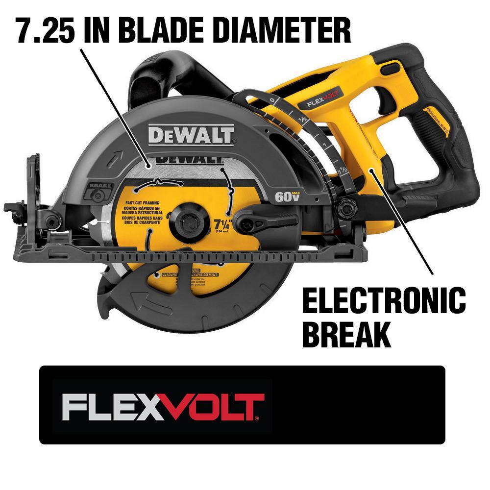 DEWALT DCS577B FLEXVOLT 60V MAX Cordless Brushless 7-1/4 in. Wormdrive Style Circular Saw (Tool Only)