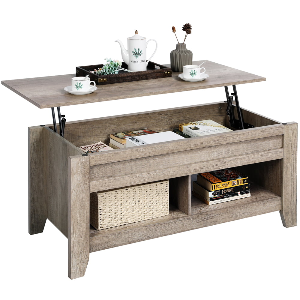 Yaheetech Lift Top Coffee Table w/Hidden Storage Compartment Open Shelf for Living Room.Gray