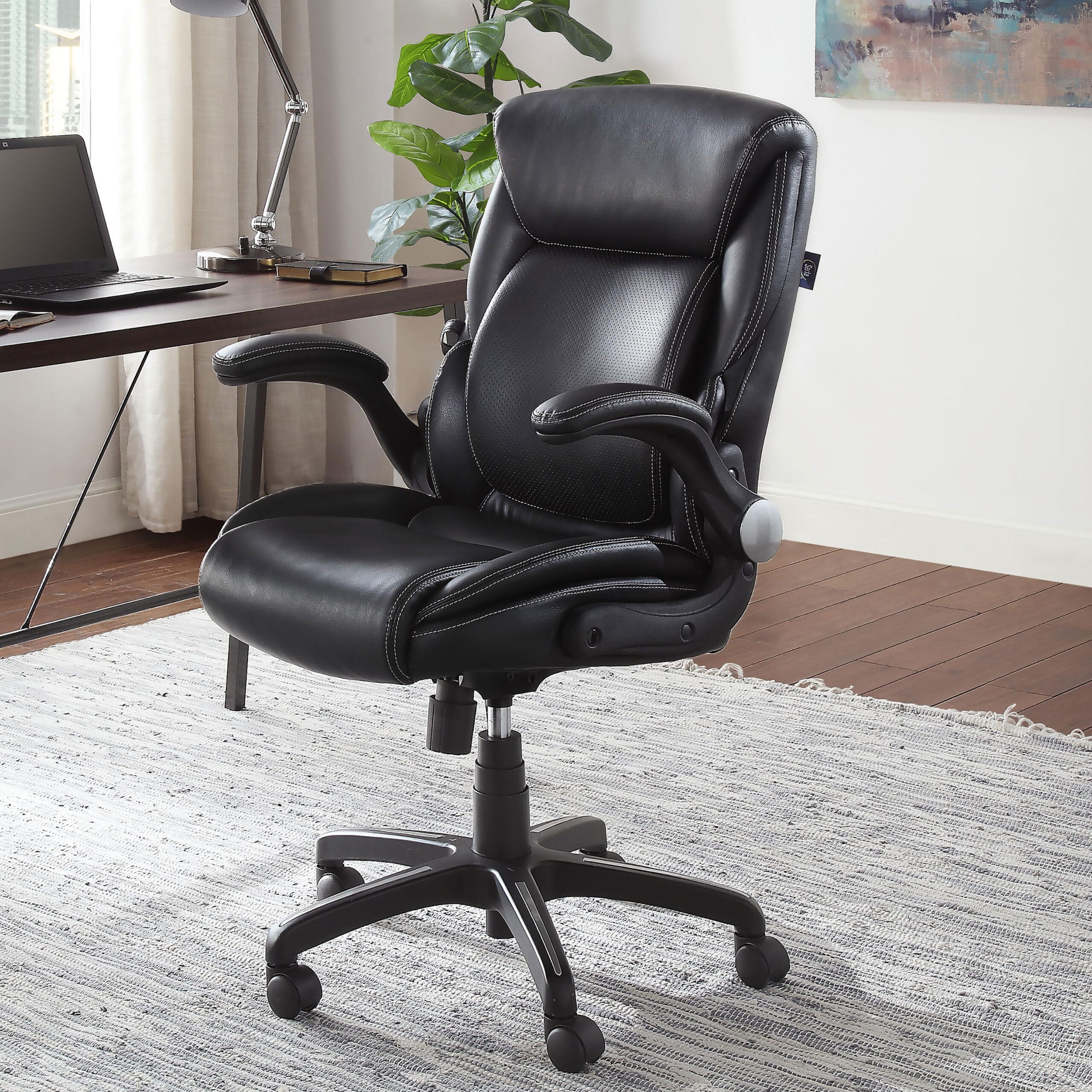 Serta Air Lumbar Bonded Leather Manager Office Chair. Black
