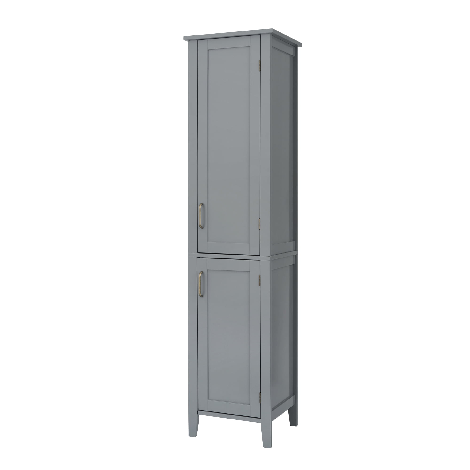 Teamson Home Mercer Mid Century Modern Bathroom Linen Tower Storage with Two Doors. Gray