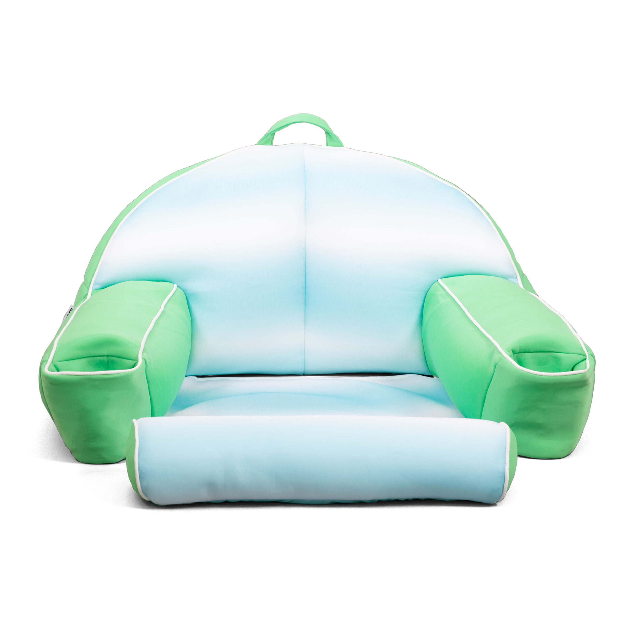 Big Joe Lazy Lounger No Inflation Needed Pool Float with Headrest and Footrest. Rolling Wave Aqua Double Sided Mesh. 3.5ft Lounger