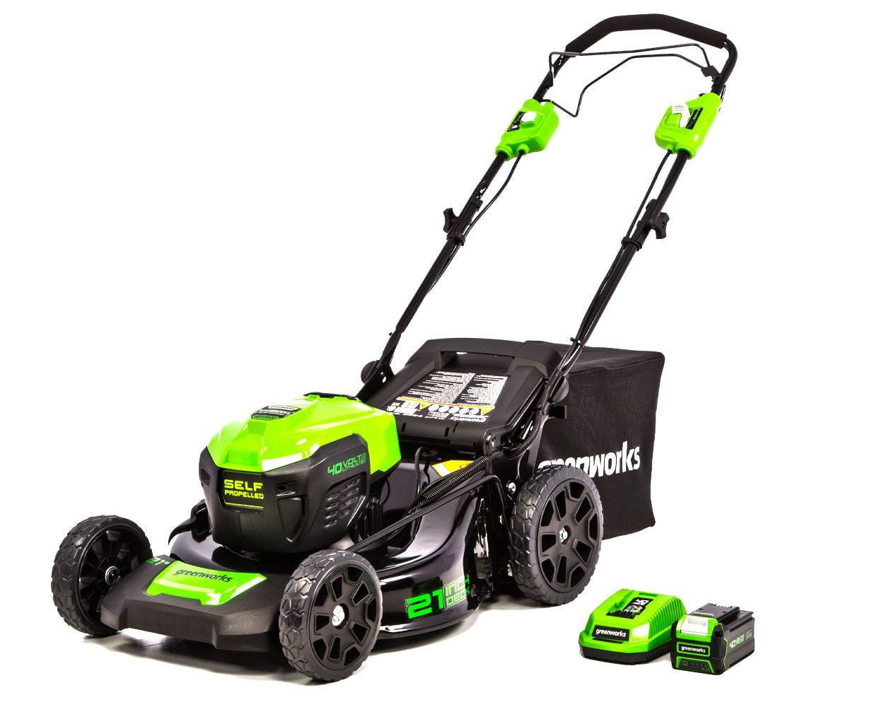 Greenworks 21″ 40V Brushless Self-Propelled Lawn Mower + 5.0 Ah Battery & Charger