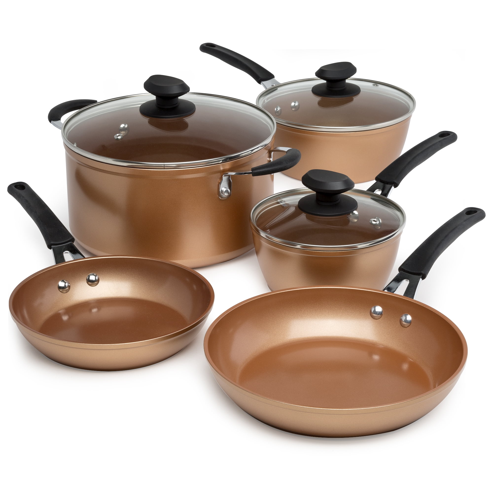Ecolution Titanium Ceramic Easy Clean Endure Nonstick Cookware Set. 8 Piece. Copper