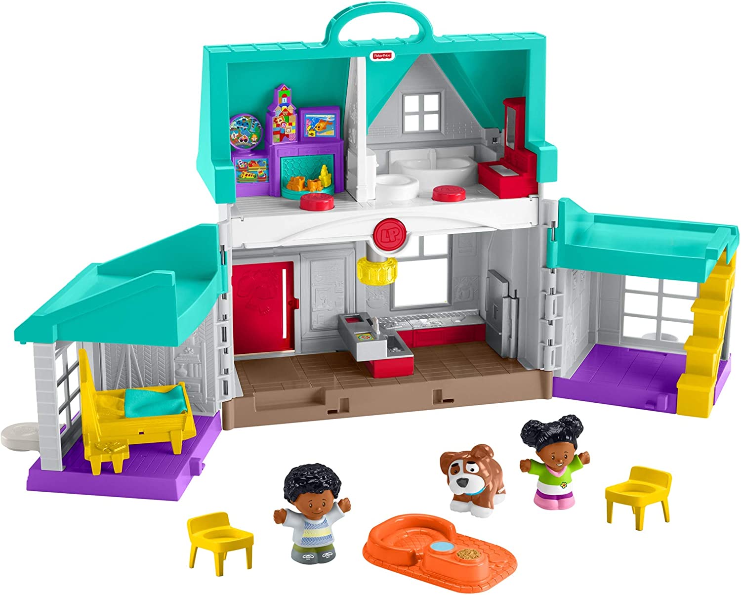 Fisher-Price Little People Toddler Playhouse Big Helpers Home Playset with Songs Phrases Figures & Accessories for Ages 1+ Years. Blue