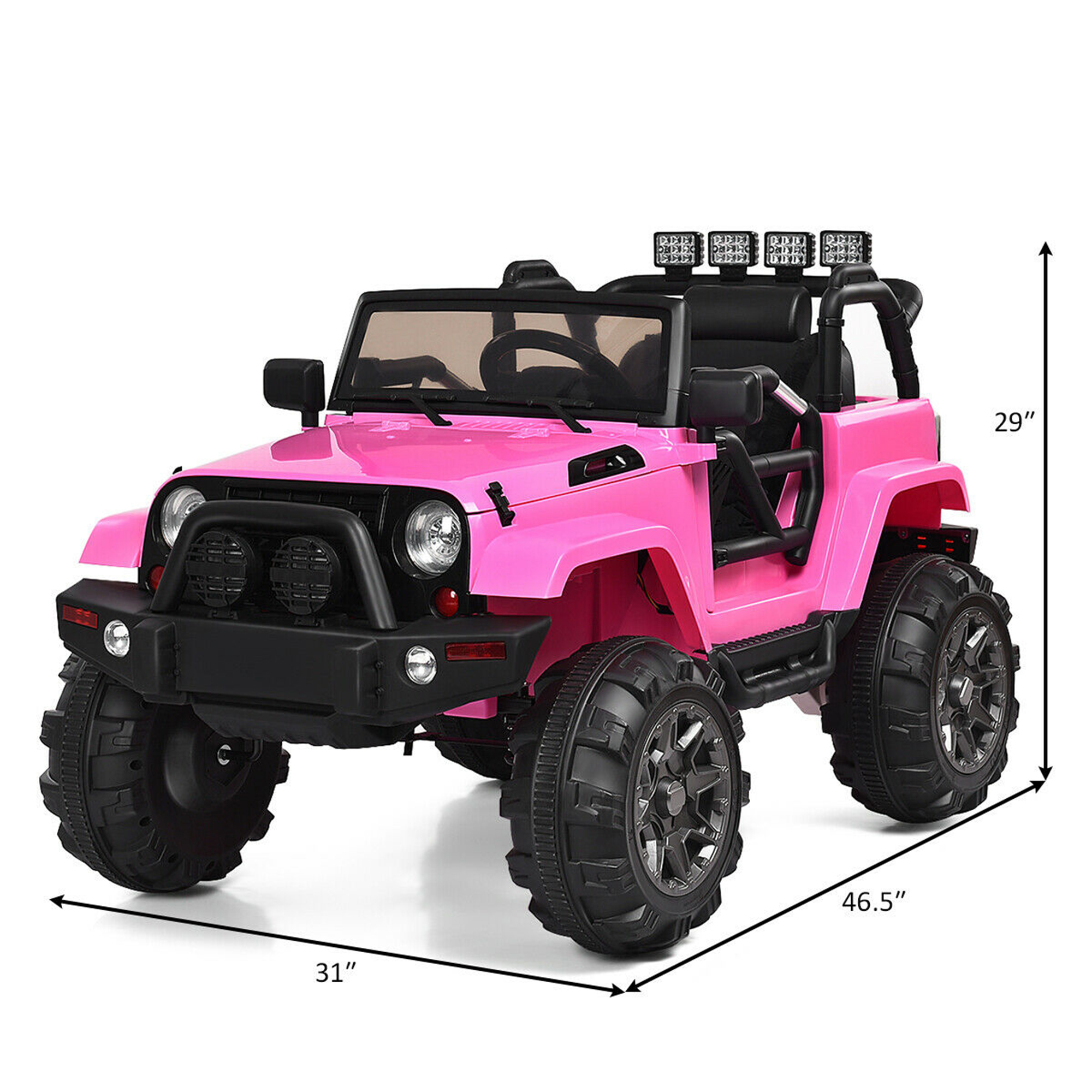 Gymax Electric 12V Kids Ride-on Car Truck Parent Control with 2.4 GHZ Remote Control Pink