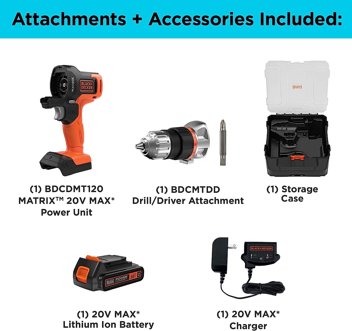 BLACK+DECKER BLACK+DECKER MATRIX 20V MAX* Drill Kit with Storage Case (BDCDMT120CSTFF)
