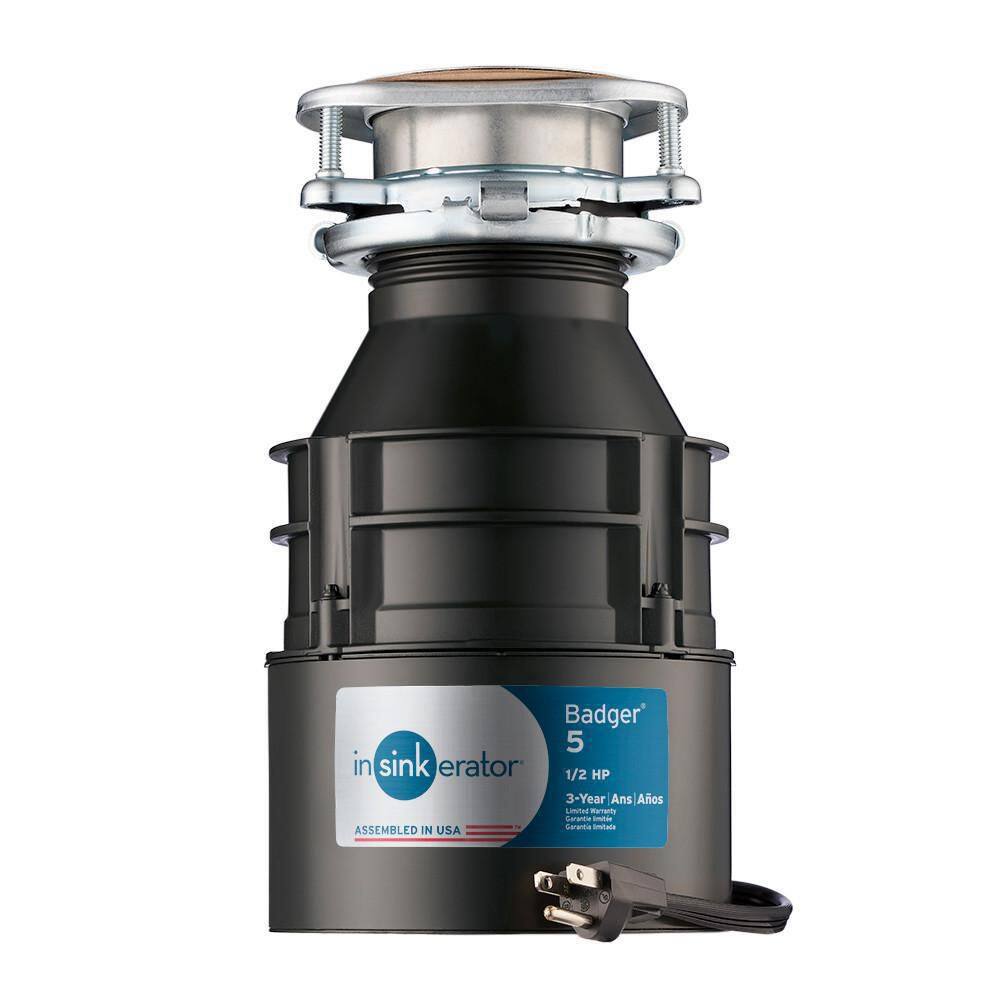 InSinkErator BADGER 5 W/C Badger 5 Lift & Latch Standard Series 1/2 HP Continuous Feed Garbage Disposal with Power Cord