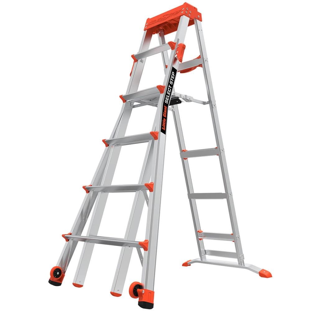 Little Giant Ladders Select Step M6 Aluminum 10-ft Type 1A- 300-lb Capacity Telescoping Step Ladder