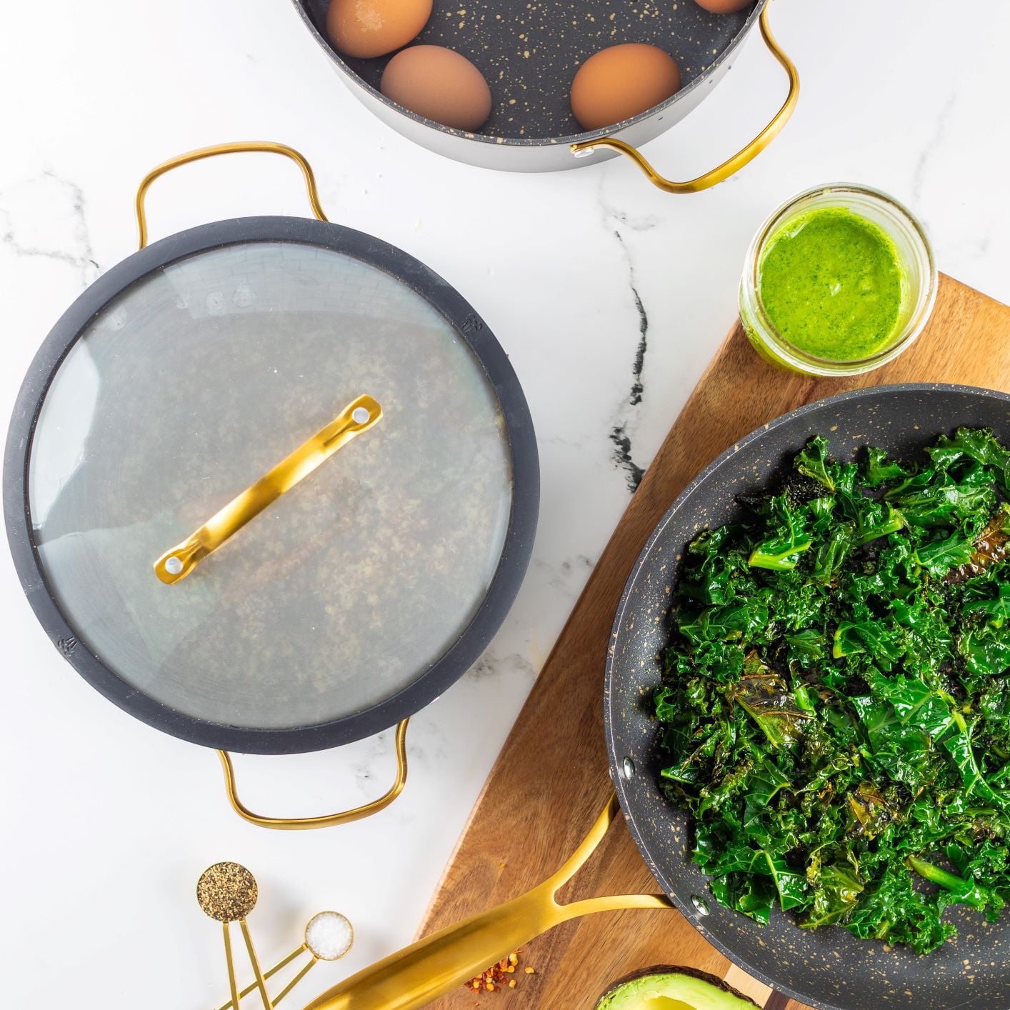 Thyme & Table Nonstick 12-Piece Cookware Set. Gold